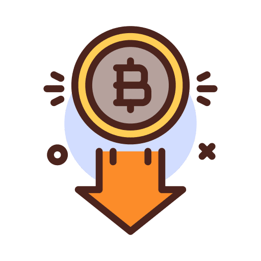 Decrease money cryptocurrency business and finance icon