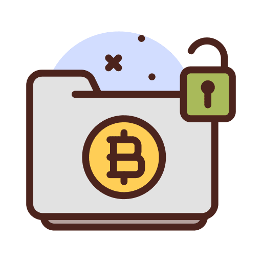 Folder bitcoin unlock money icon
