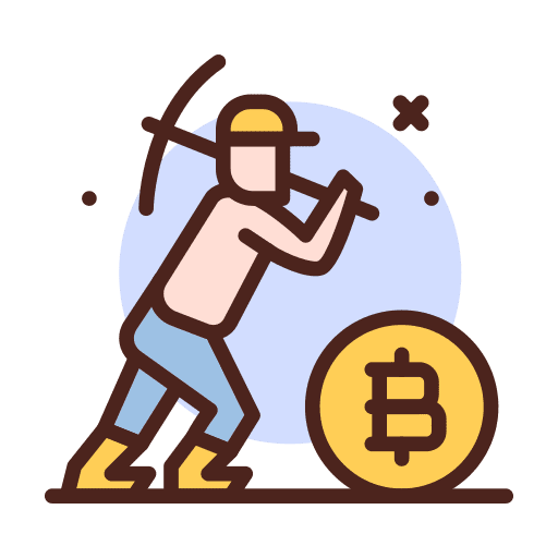 Mining pickaxe mining coin icon