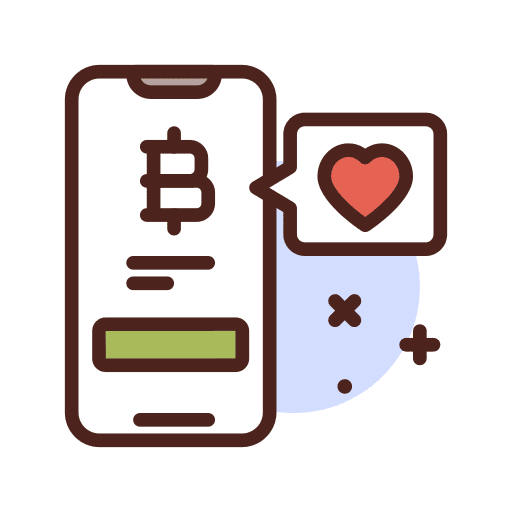 Bitcoin mobile phone smartphone love icon