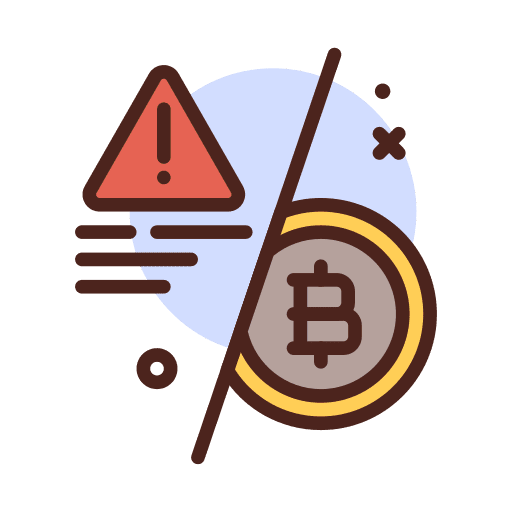 Warning alert bitcoin money icon