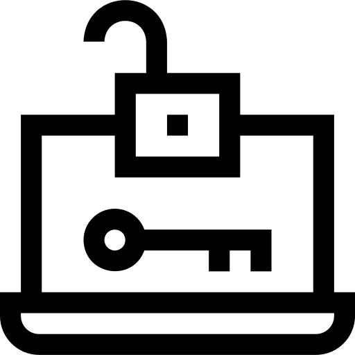 Laptop lock padlock opened icon