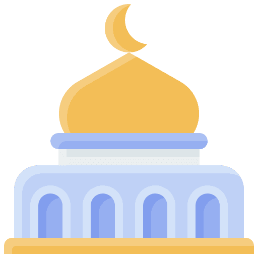 Mosque muslim architecture and city prayer icon