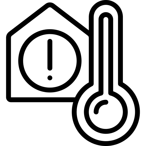 Greenhouse temperature exclamation heat icon