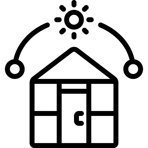 Greenhouse farming and gardening sun energy solar icon