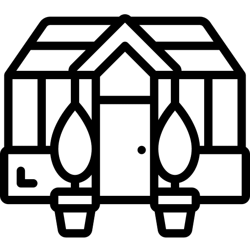 Greenhouse farming and gardening heat garden icon