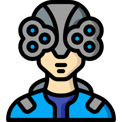 Humanoid cyborg science fiction robot icon