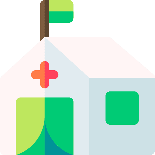Refugee camp medical care refugee hospital icon Refugee camp medical care refugee hospital icon
