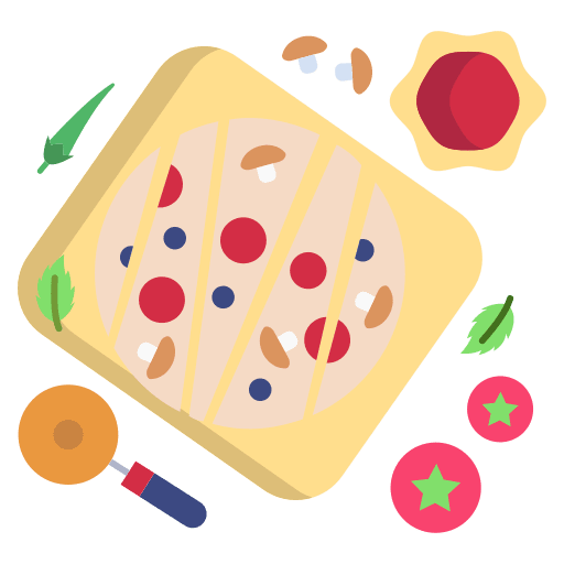 Focaccia tomato pizza cutter food and restaurant icon