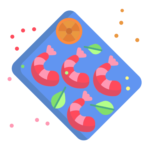 Shrimps healthy food dish lemon slice icon Shrimps healthy food dish lemon slice icon