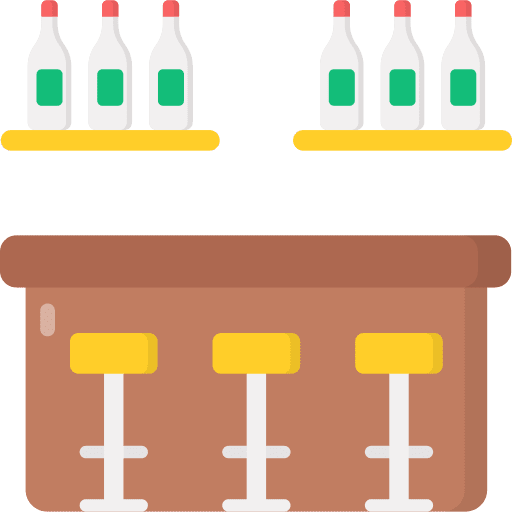 Bar counter food and restaurant bar counter chairs icon Bar counter food and restaurant bar counter chairs icon