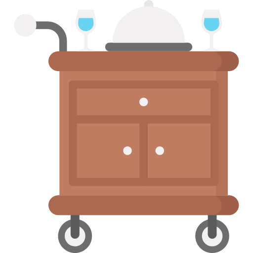 Food trolley hotel service serving dish food and restaurant icon Food trolley hotel service serving dish food and restaurant icon