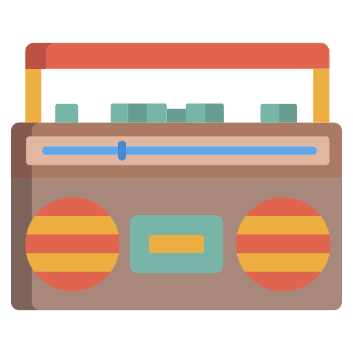 Boombox music and multimedia radio tape recorder icon