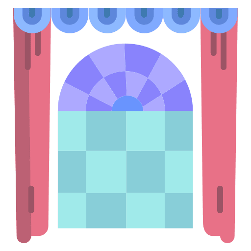 Window retro antique curtain icon Window retro antique curtain icon