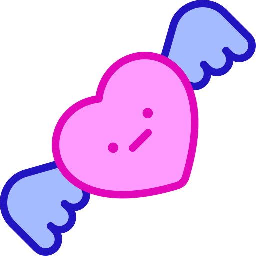 Heart angel flying heart wings icon