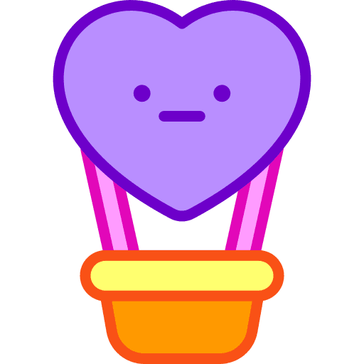 Hot air balloon romance heart love icon