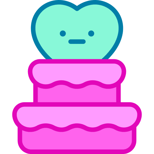 Wedding cake love and romance heart marry icon