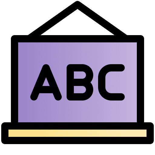 Blackboard learning kid and baby blackboard icon