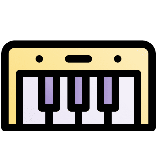 Keyboard music and multimedia music instrument kid and baby icon Keyboard music and multimedia music instrument kid and baby icon