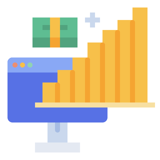 Growth chart bank money icon