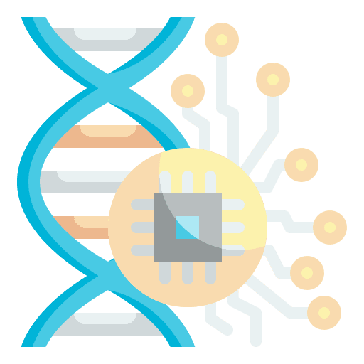 Dna structure artificial intelligence electronics icon