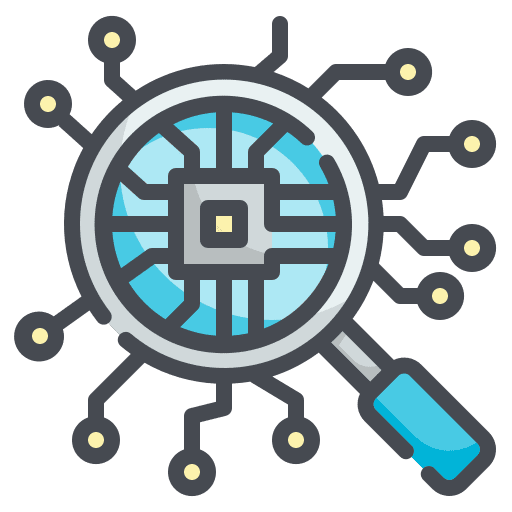 Analysis magnifying glass analysis electronics icon Analysis magnifying glass analysis electronics icon