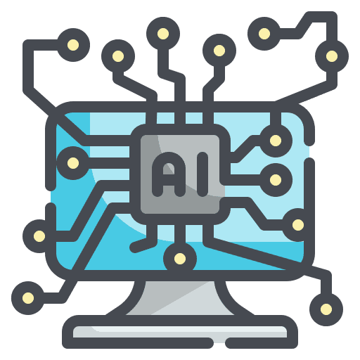 Computer screen artificial intelligence futuristic icon Computer screen artificial intelligence futuristic icon