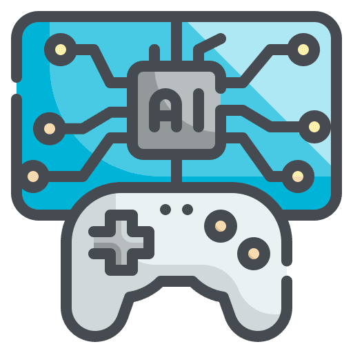 Gaming joystick ai technology icon