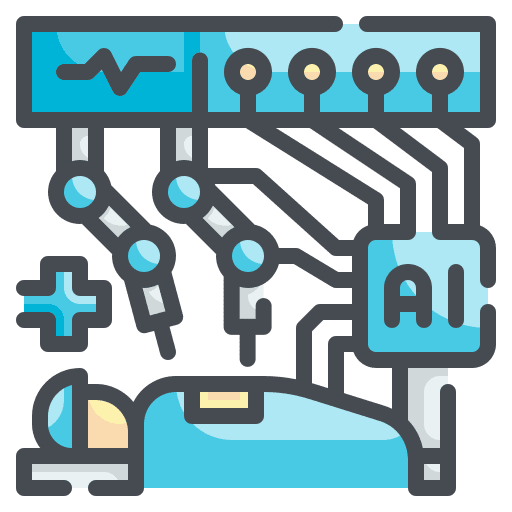 Healthcare robotics healthcare and medical surgeon icon