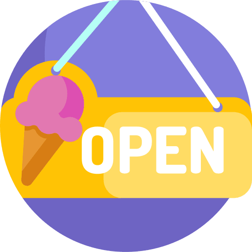 Ice cream shop signaling open food and restaurant icon