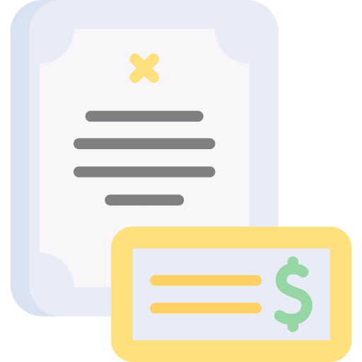 Bequest dollar files and folders signing icon Bequest dollar files and folders signing icon