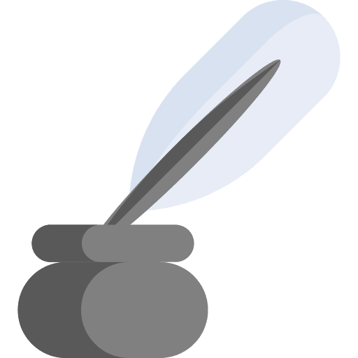 Inkwell writing quill feather icon Inkwell writing quill feather icon