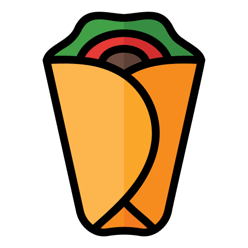 Kebab food and restaurant fast food burrito icon