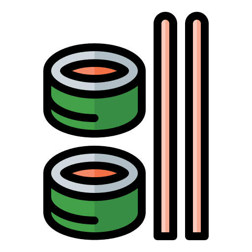 Sushi japanese food chopsticks raw icon Sushi japanese food chopsticks raw icon
