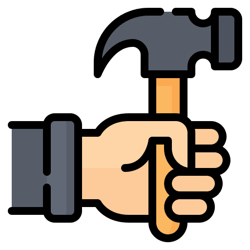 Hammer carpenter hand home repair icon Hammer carpenter hand home repair icon