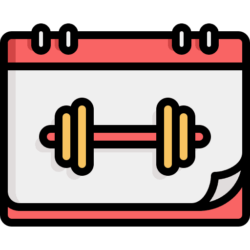 Gym schedule time and date dumbbell icon