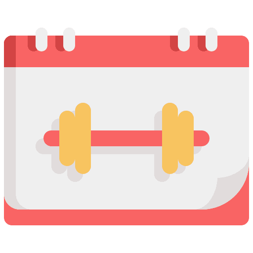 Gym dumbbell time and date workout icon