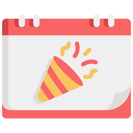Party calendar date time and date icon