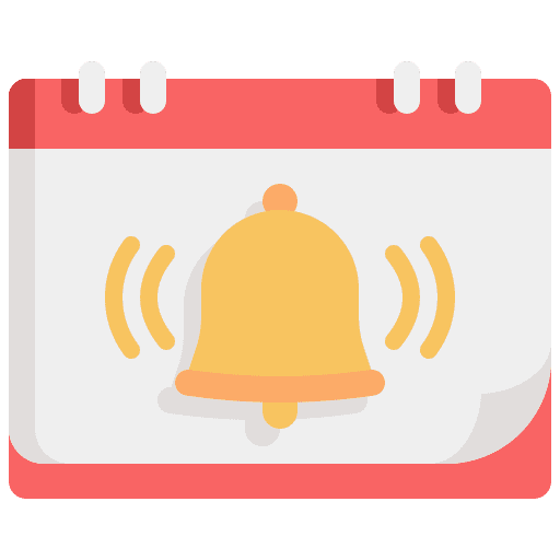 Reminder reminder time and date bell icon