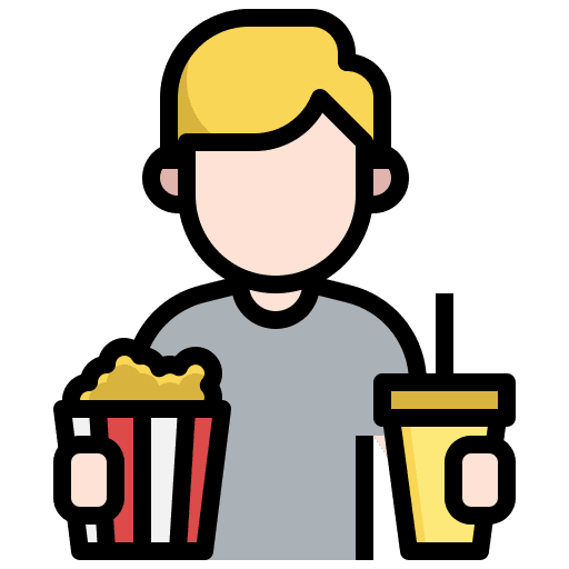 Watching a movie avatar food popcorn icon Watching a movie avatar food popcorn icon