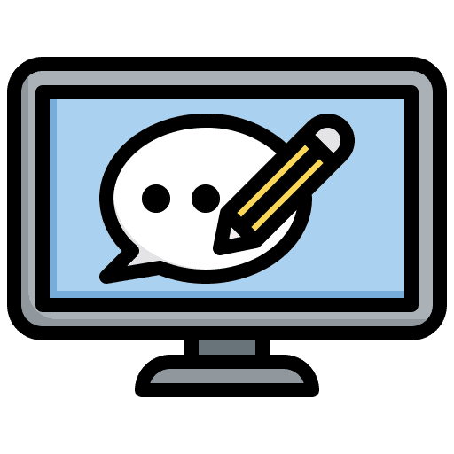 Computer speech bubble edit computer icon Computer speech bubble edit computer icon