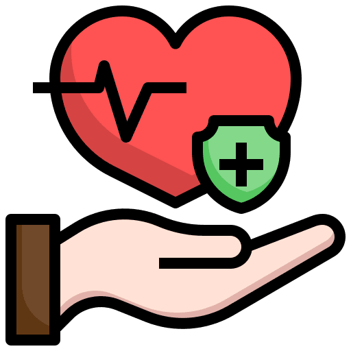 Heart heart shield hand icon
