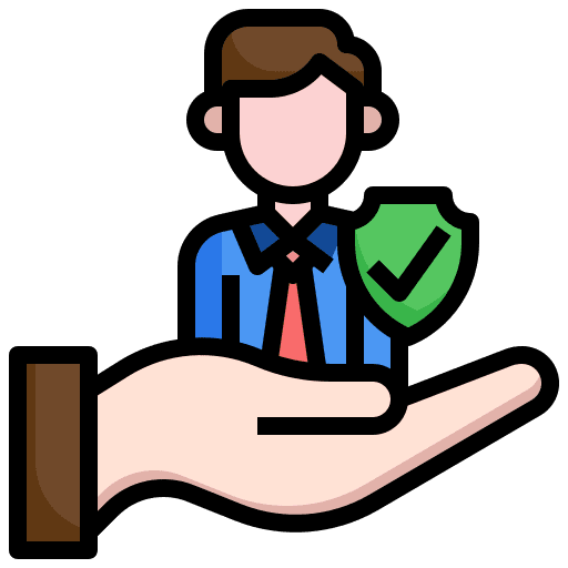 Life protection man secure life insurance icon