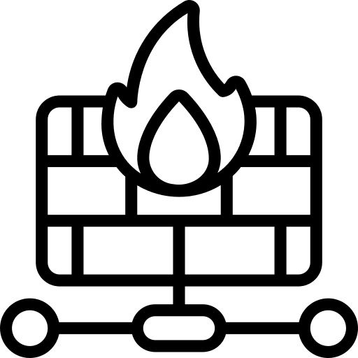 Firewall networking hacker security icon