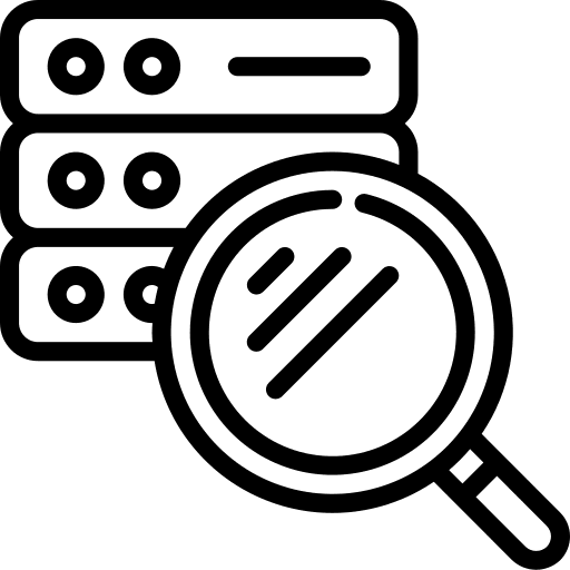 Search data magnifying glass networking search data icon