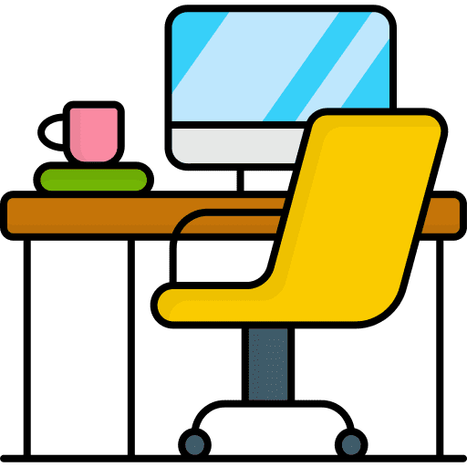 Home office computer furniture and household workplace icon Home office computer furniture and household workplace icon