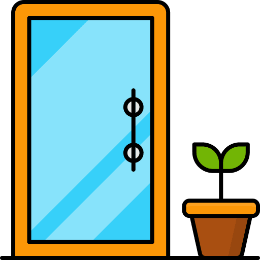 Single door entrance plant mirror icon Single door entrance plant mirror icon