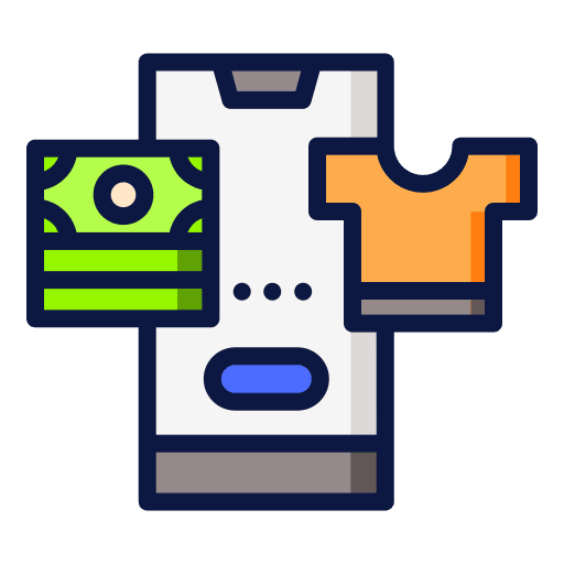 Shopping app commerce and shopping purchase icon