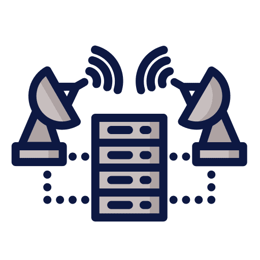 Telecommunication parabolic dishes radio parabolic antenna icon