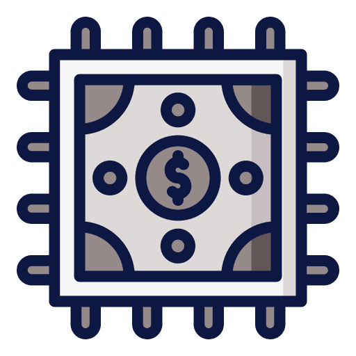 Digital currency finance cpu money icon